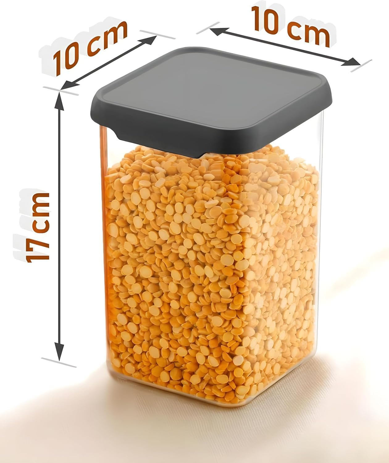 STELITE Plastic Storage Jar & Container Set Air-Tight BPA Free Containers for Food Storage Set Kitchen Organizer & Kitchen Storage Organization Multipurpose Jar (1100 ML, Set of 6, Black)