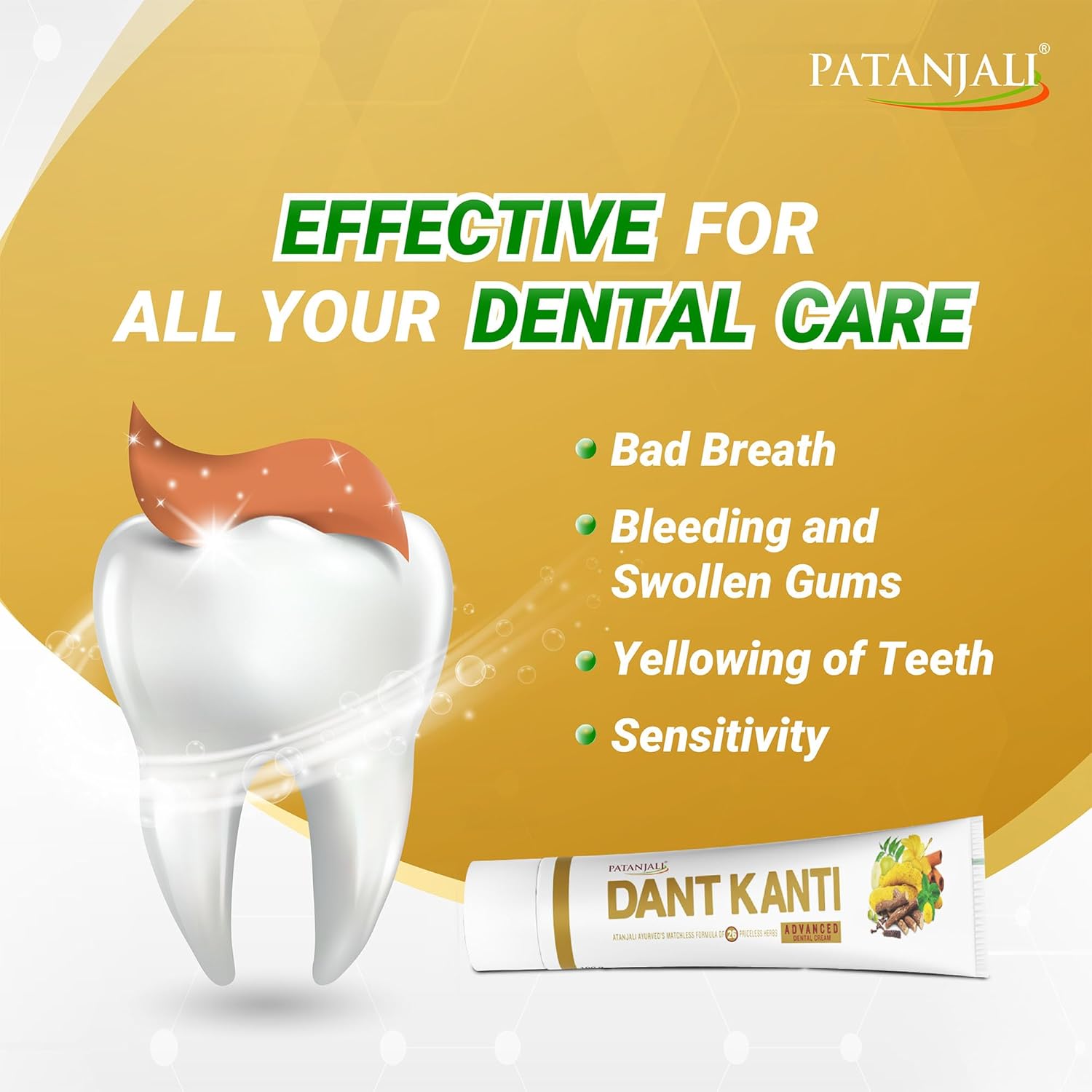 Patanjali Dant Kanti Advance Dental Cream for Sensitivity Relief, Eliminates Bad Breath (100g)