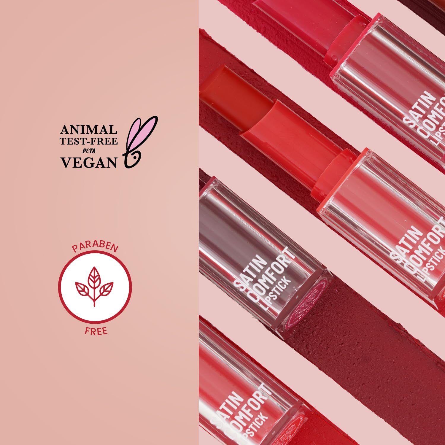 Swiss Beauty Satin Comfort Lipstick | Ultra-Hydrating | Highly Pigmented | Smooth Glide | Satin Matte Finish | One-Swipe Application | Shade- 10 Wine Dine, 3gm