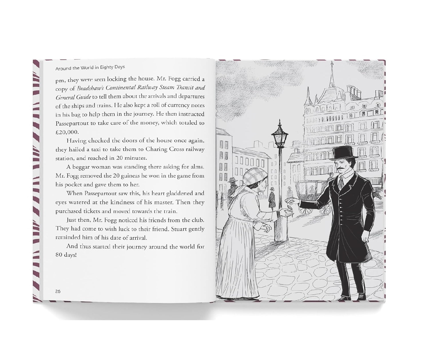 Around The World In 80 Days: Abridged Novels With Review Questions Hardcover  Book