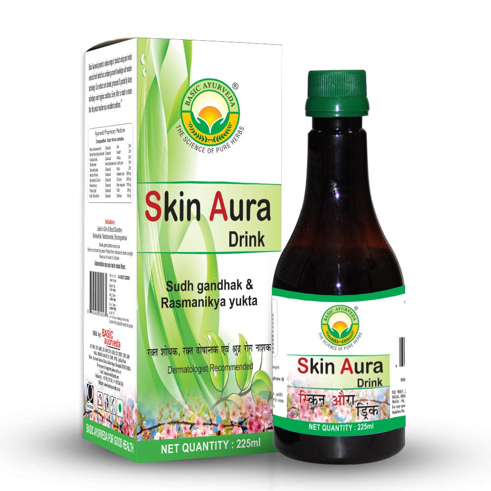 Basic Ayurveda Skin Aura Drink 255 ml For pimples and acne, dark spot, ring worms