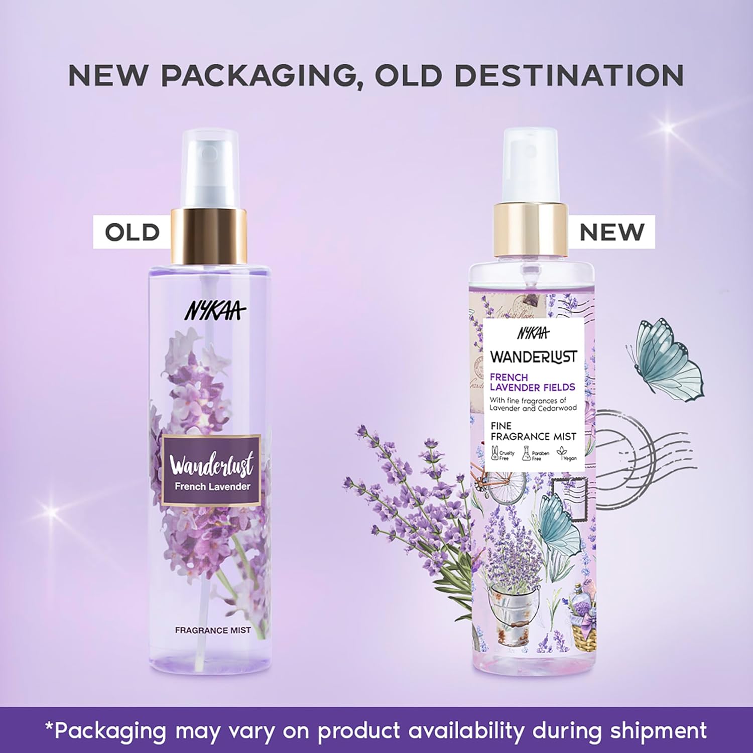 Nykaa Wanderlust French Lavender Body & Hair Fine Fragrance I Perfume Mist for Women – 200 ml |Lavender and Patchouli Perfume |