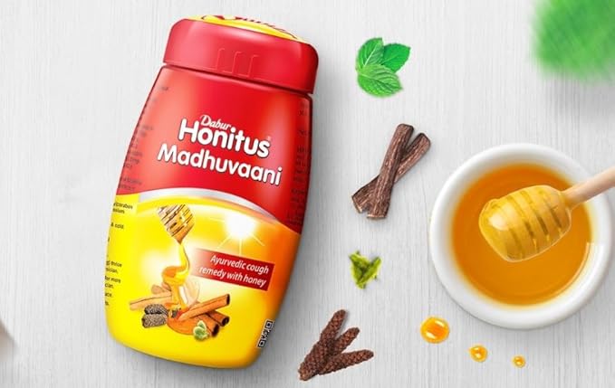 Dabur Ayurvedic Madhuvaani (150g) for relieving throat irritation, chest congestion