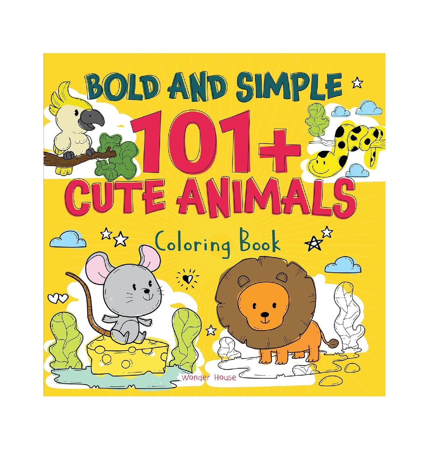 Bold and Simple 101+ Cute Animals Coloring Book Paperback