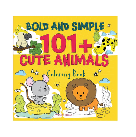 Bold and Simple 101+ Cute Animals Coloring Book Paperback