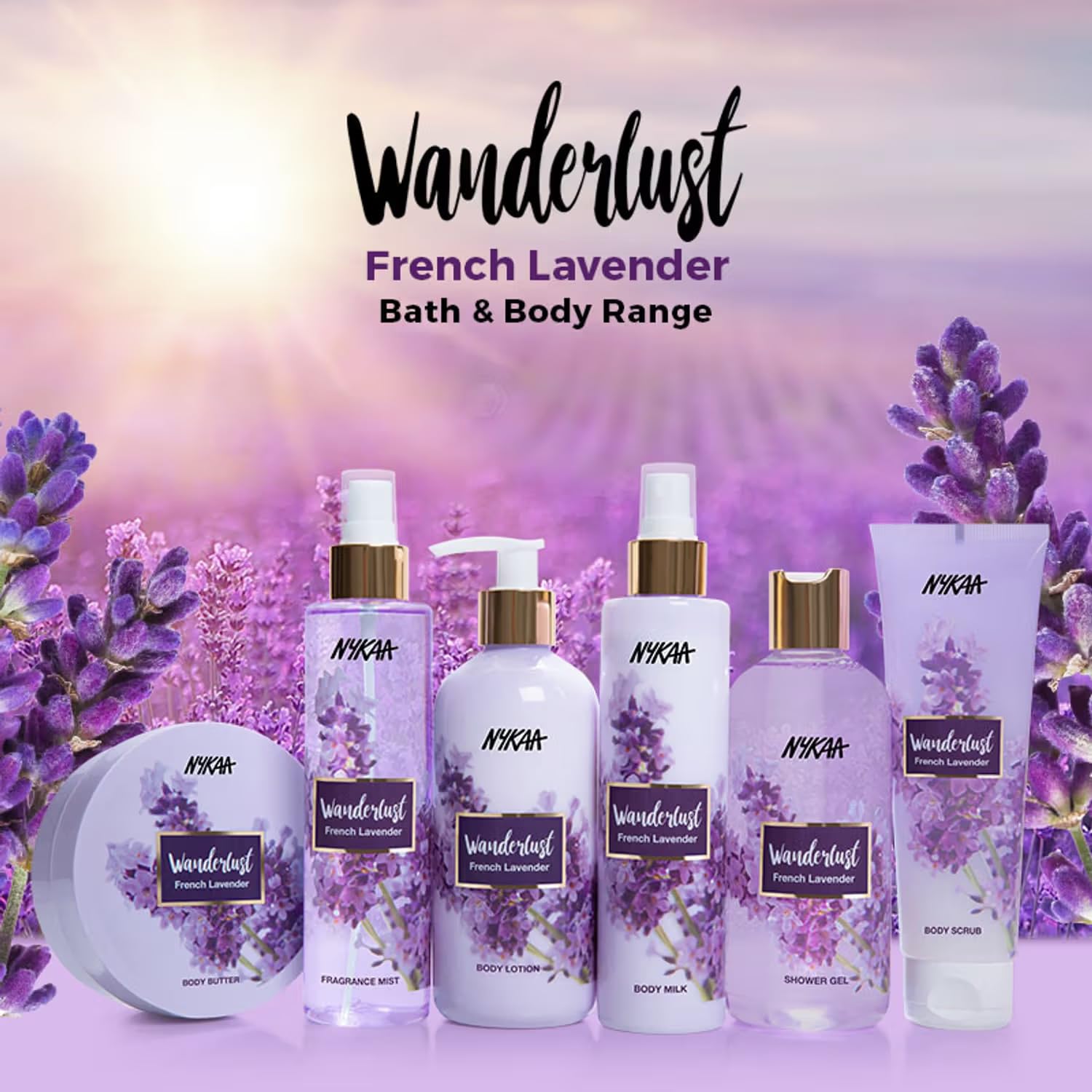 Nykaa Wanderlust French Lavender Body & Hair Fine Fragrance I Perfume Mist for Women – 200 ml |Lavender and Patchouli Perfume |