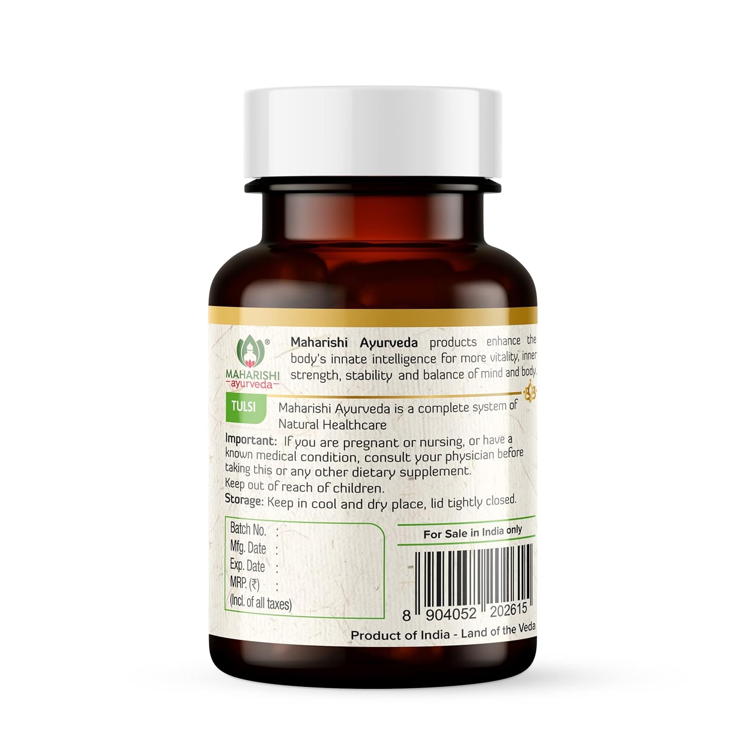 Maharishi Ayurveda Organic Tulsi 60 Tablets For ringworm, sore throat, cold, cough and flu