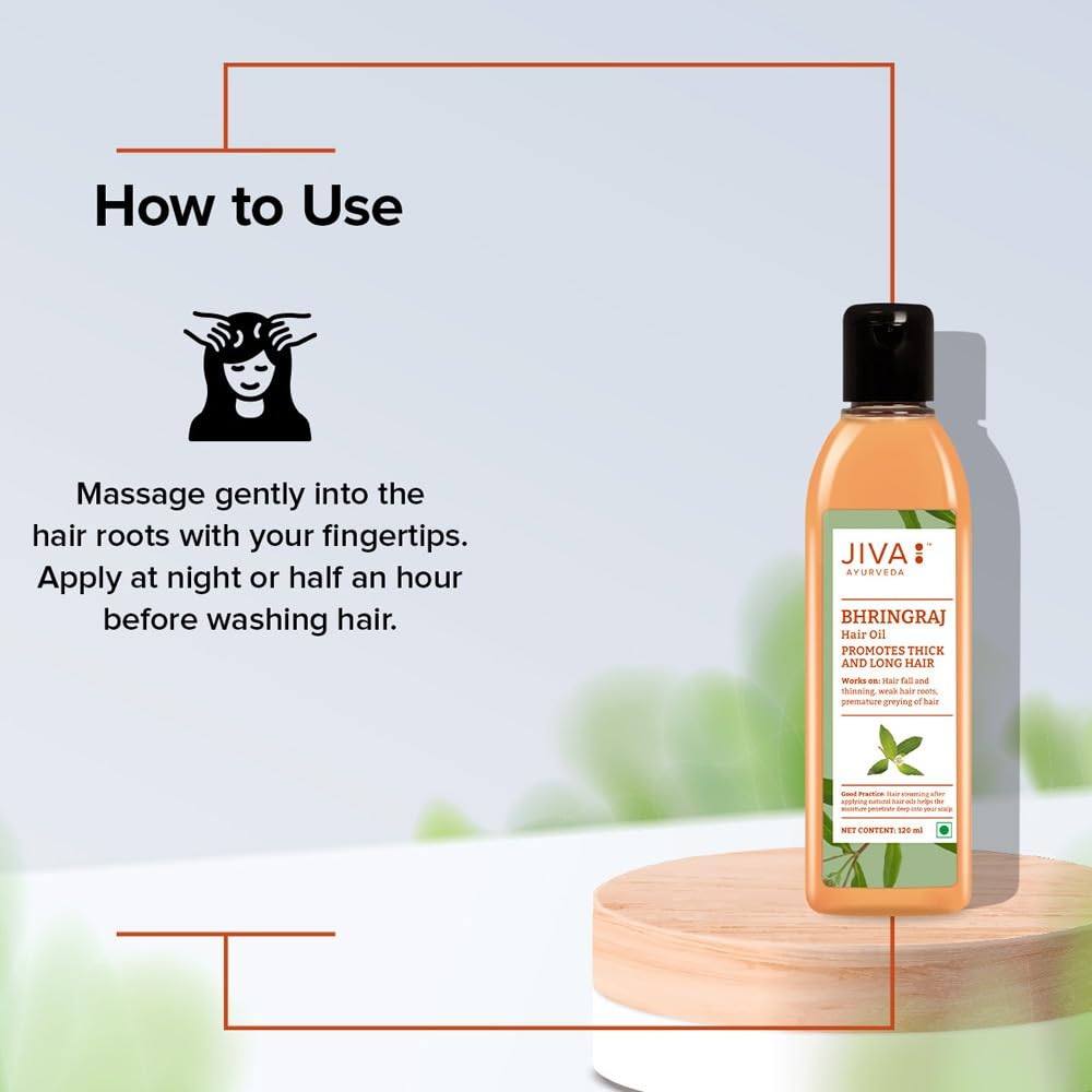 Jiva Bhringaraj Oil - 120ml (Pack of 1) | 100% Pure & Natural | Promotes Healthy Hair Growth | Helps to Prevent Dandruff