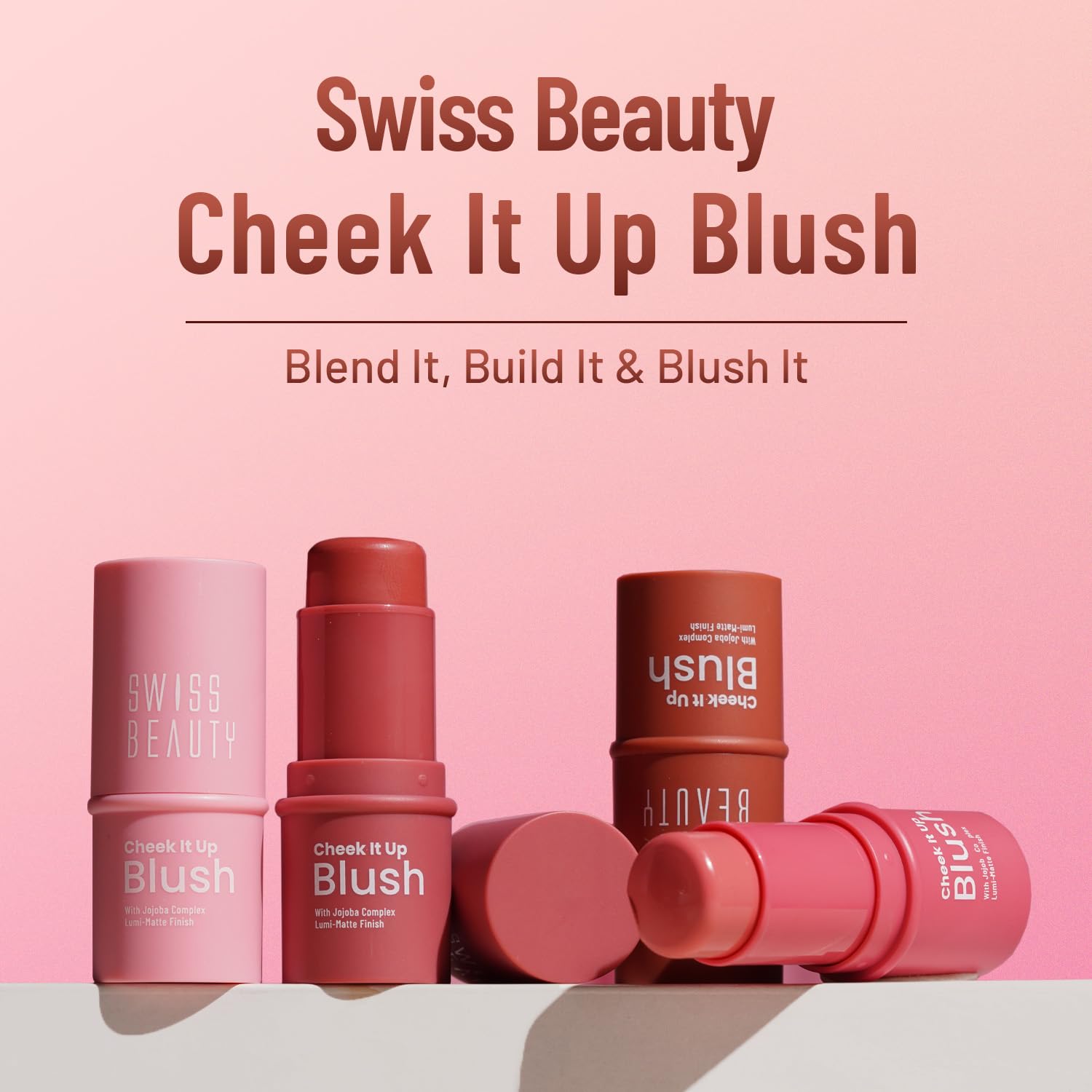Swiss Beauty Cheek It Up Blush for Cheeks|Lumi-Matte Finish | Lightweight | Easily Blendable | With Jojoba Oil | Shade- Mood Lifter Coral, 8g
