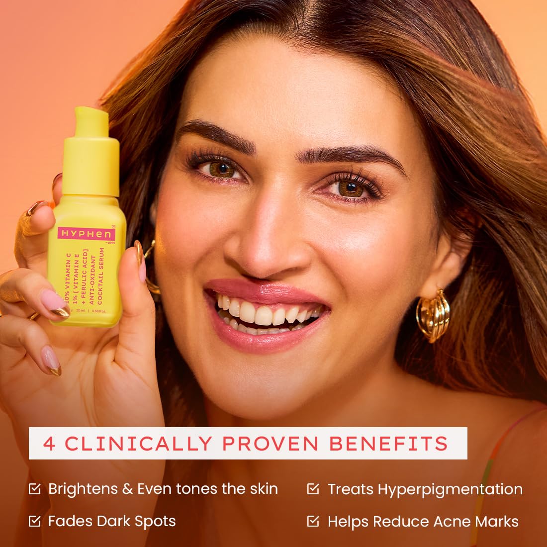 Hyphen 10% Vitamin C Serum with 1% Vitamin E & Ferulic Acid, Brightens & Fade Dark Spots (20ml)
