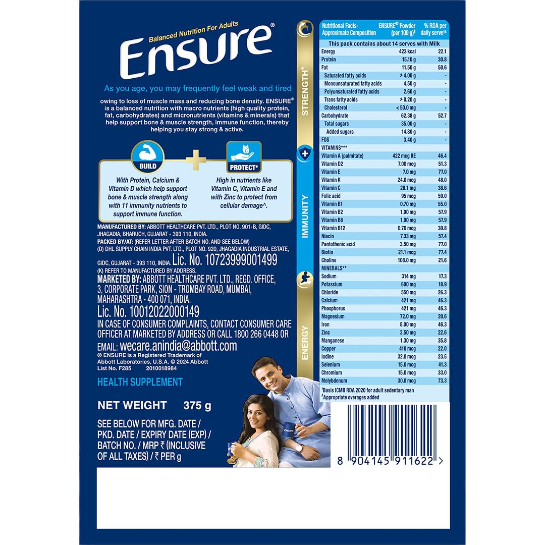 Ensure No 1 Nutritional Supplement Drink Powder Vanilla 375gm
