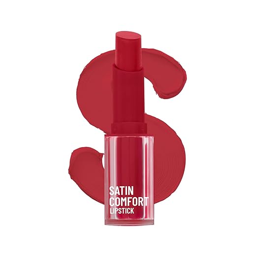 Swiss Beauty Satin Comfort Lipstick | Ultra-Hydrating | Highly Pigmented | Smooth Glide | Satin Matte Finish | One-Swipe Application | Shade- 17 Red Dahlia, 3gm