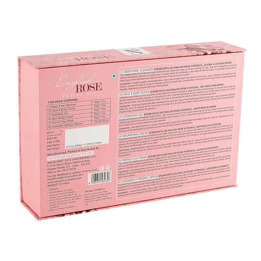 NutriGlow Natural’s English Rose Facial Kit with Natural Rose Extracts for Radiant & Glowing Skin, (250g+10ml)