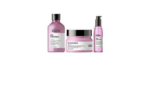 LOreal Professionnel Liss Unlimited Shampoo, Hair Mask & Hair Serum Serie Expert combo 125ml+300ml+250ml