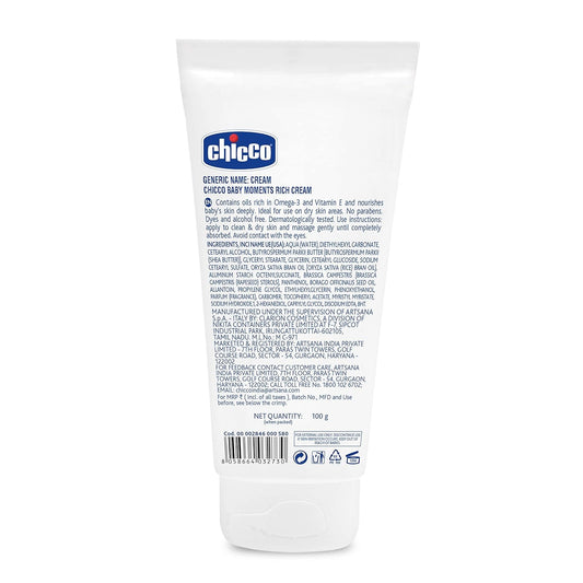 Chicco Baby Moments 100ml Rich Cream For Dry skin areas