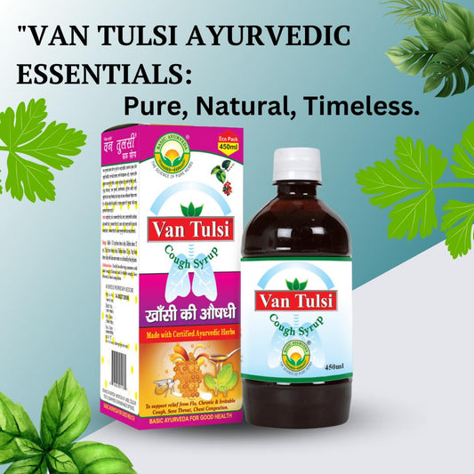 Basic Ayurveda Van Tulsi Cough Syrup 450 ml For Cough and cold, healthy immune response