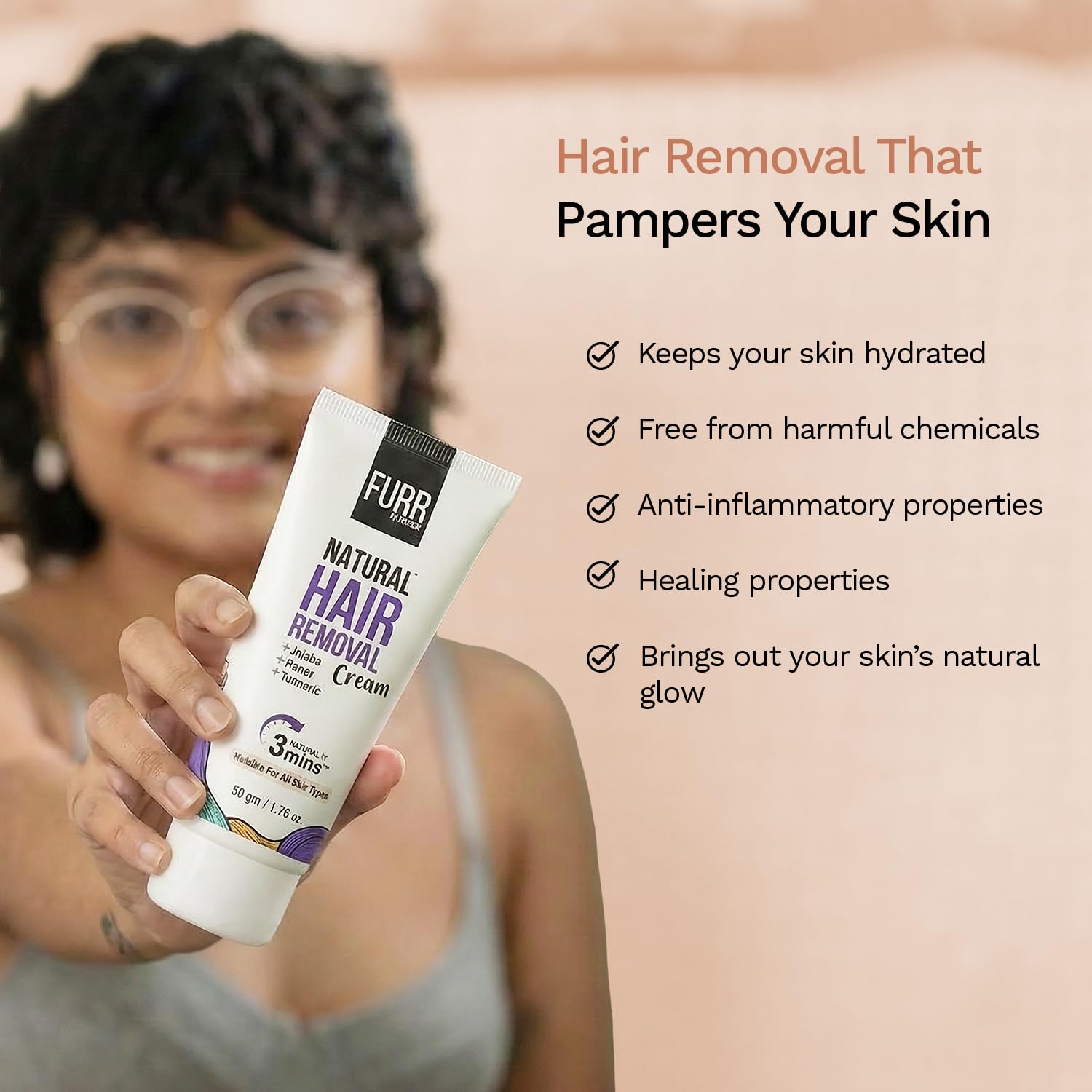 FURR Natural Hair Removal Cream -100gm For hydrated skin, Removing Hair