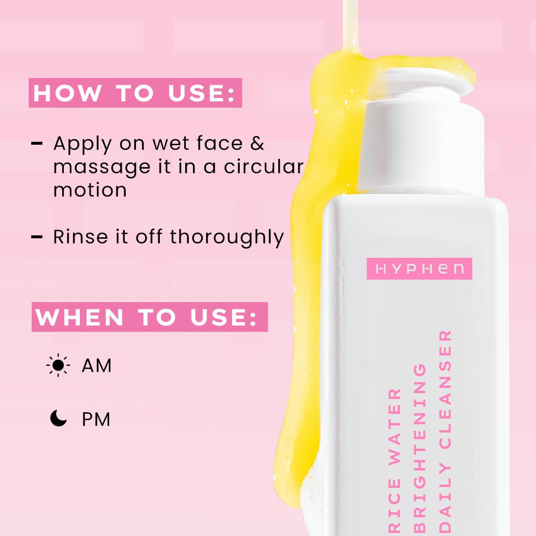 Hyphen Rice Water Brightening Daily Cleanser To Brighten Skin & Reduces Dark Spots - 100ml