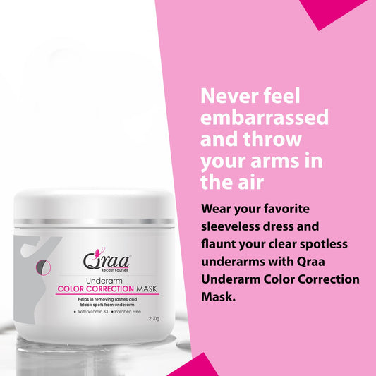 Qraa Underarm Brightening Color Correction Mask For Women With Vitamin B3, For Dark Underarms For Men & Women | 250g