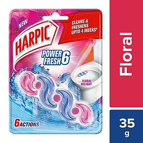 Harpic Power Fresh 6 Toilet Cleaner Rim Block - Floral Delight, 35 g