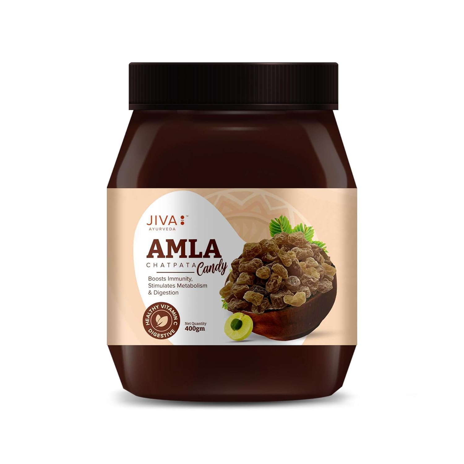 Jiva Ayurveda Chatpata Amla Candy – 400 g For Digestion, immune system, Stimulating Metabolsim