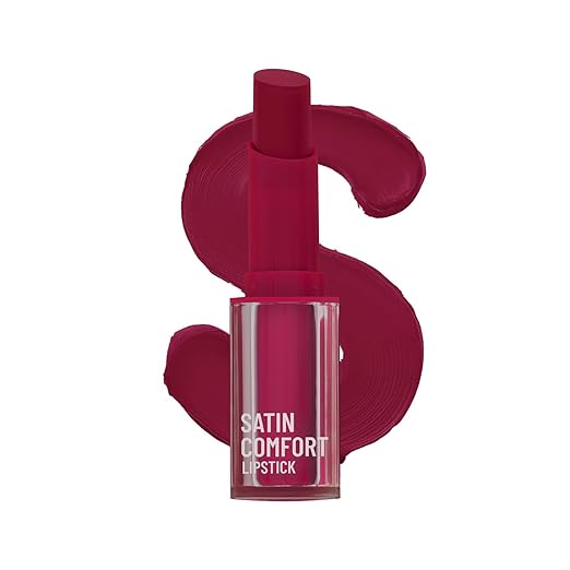 Swiss Beauty Satin Comfort Lipstick | Ultra-Hydrating | Highly Pigmented | Smooth Glide | Satin Matte Finish | One-Swipe Application | Shade- 10 Wine Dine, 3gm