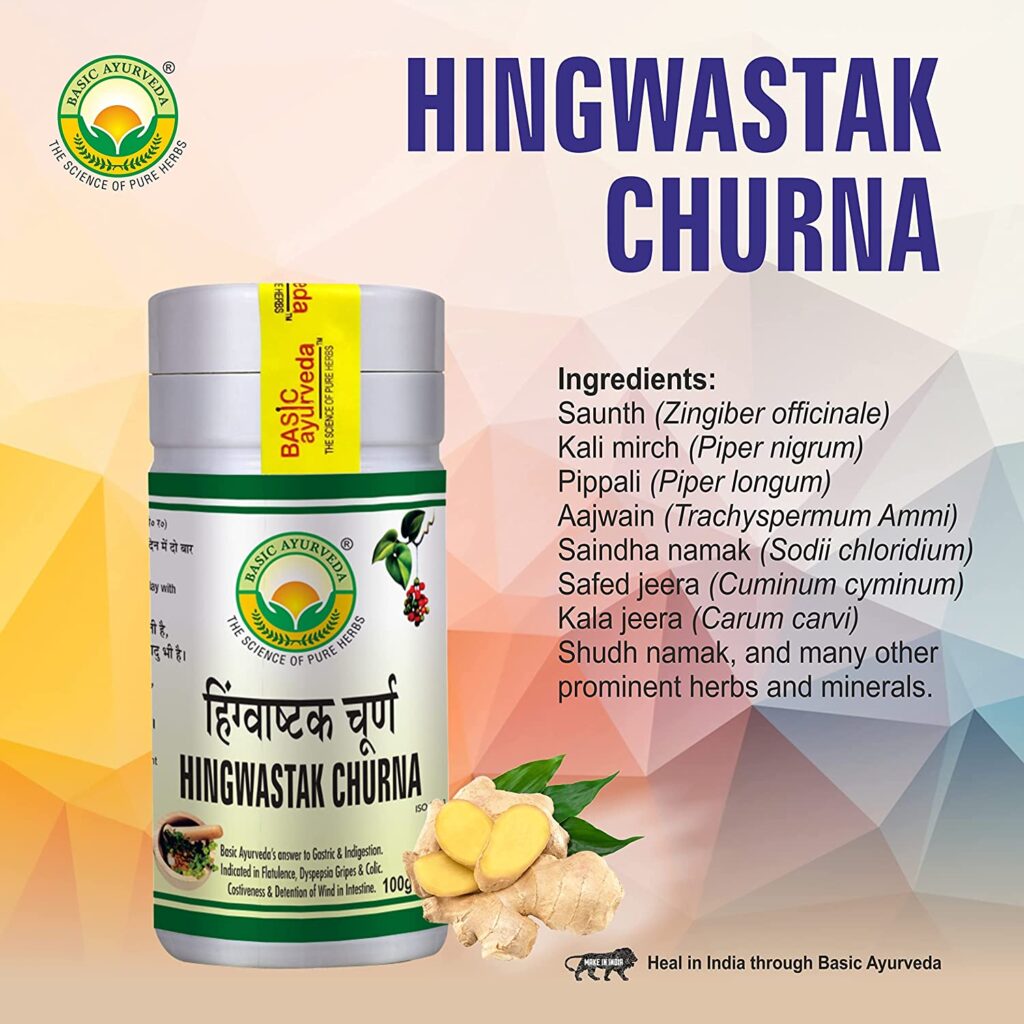 Basic Ayurveda Hingwastak Churna 100g For gastro intestinal tract,defecation, gastritis, dyspepsia and flatulence