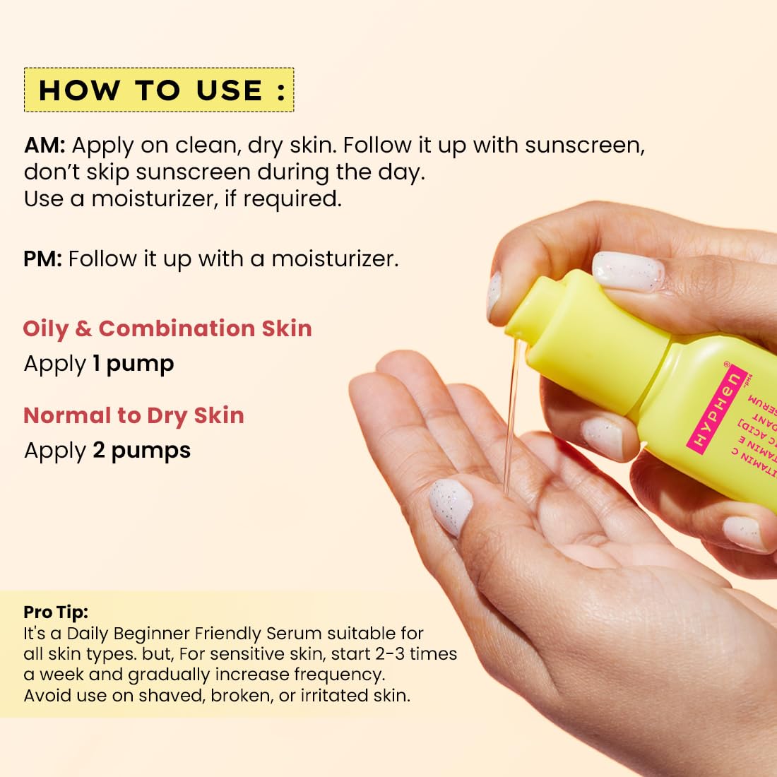Hyphen 10% Vitamin C Serum with 1% Vitamin E & Ferulic Acid, Brightens & Fade Dark Spots (20ml)