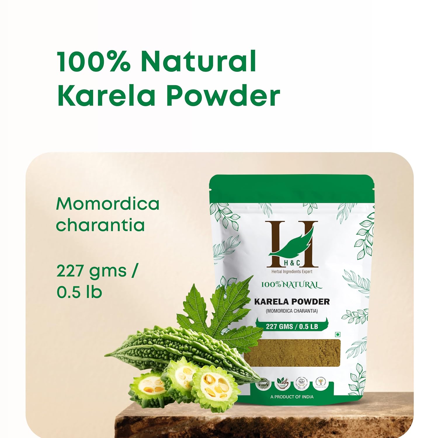 H&C Herbal Ingredients Expert Karela Bitter Gourd Powder, 227g for Blood Sugar Control & Metabolic Wellness