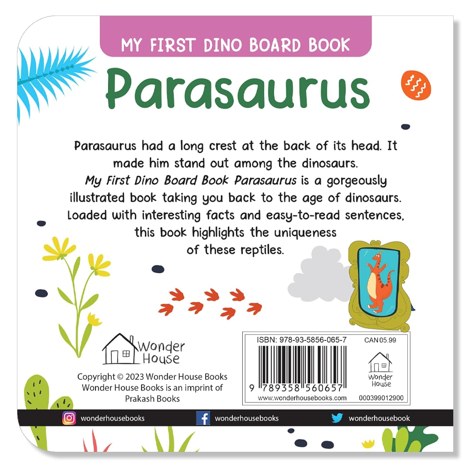 Parasaurus  – My First Dino Board Book: Illustrated Dinosaur Picture Book for Kids | Board Book