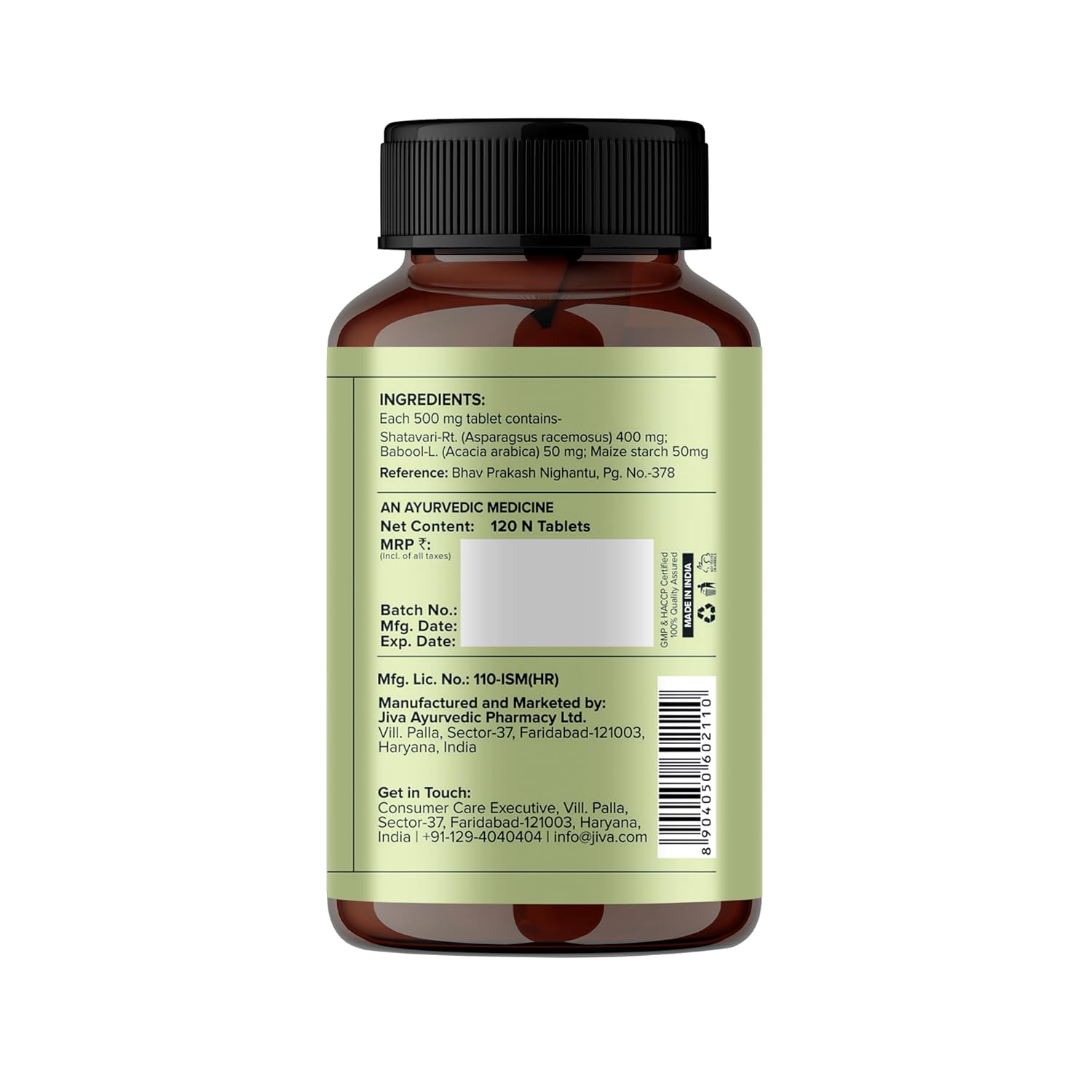 JIva Ayurveda Shatavari (120 Tablets) For production of breast milk in lactating mothers, premenstrual symptoms