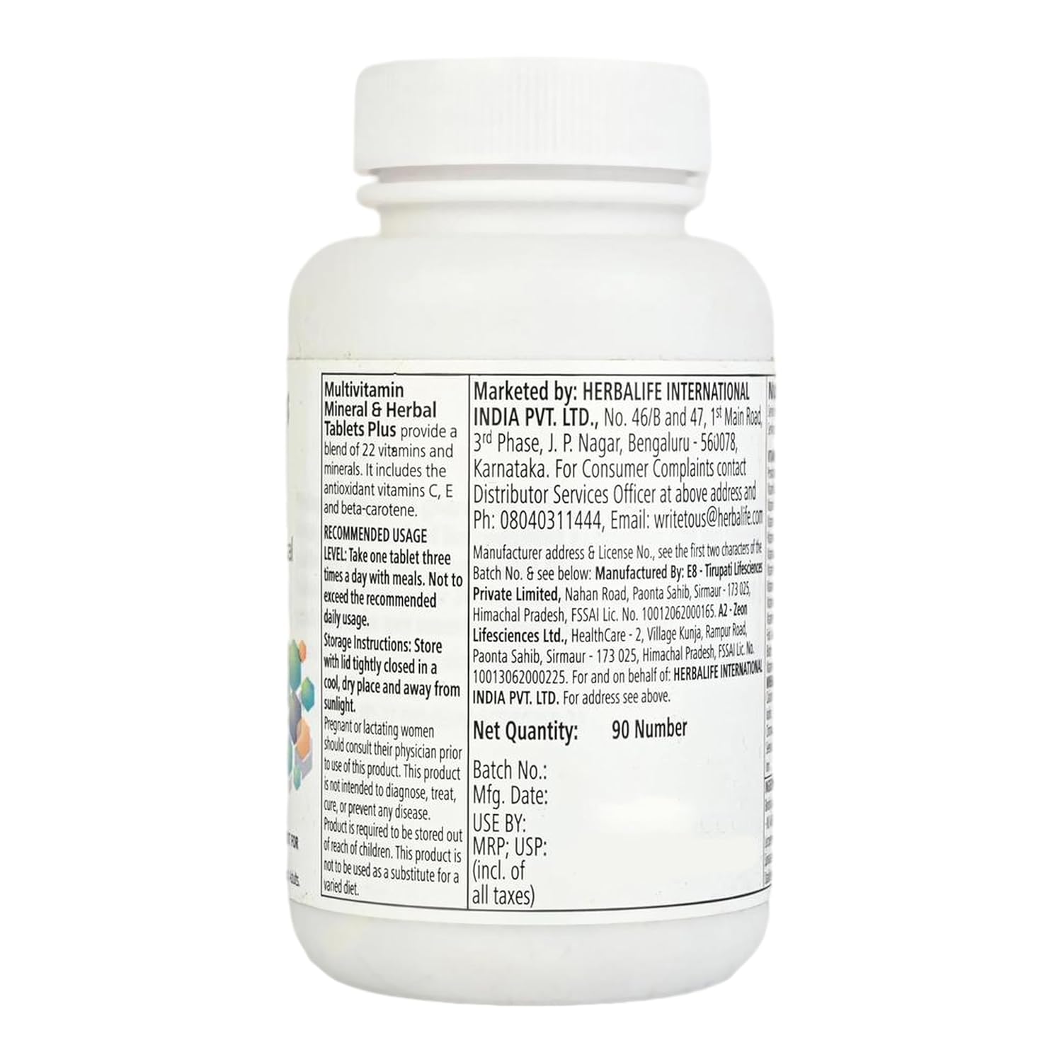 Herbalife Multivitamin Mineral and Herbal Tablets Plus - 90 tabs