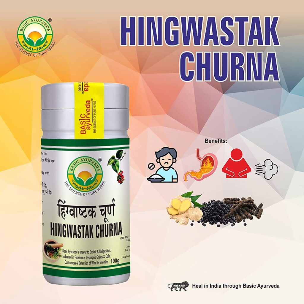 Basic Ayurveda Hingwastak Churna 100g For gastro intestinal tract,defecation, gastritis, dyspepsia and flatulence