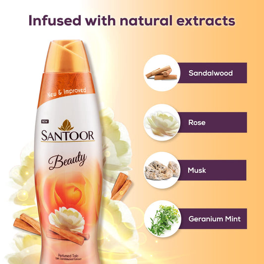 Santoor Beauty Talc with Sandalwood Extracts 400g