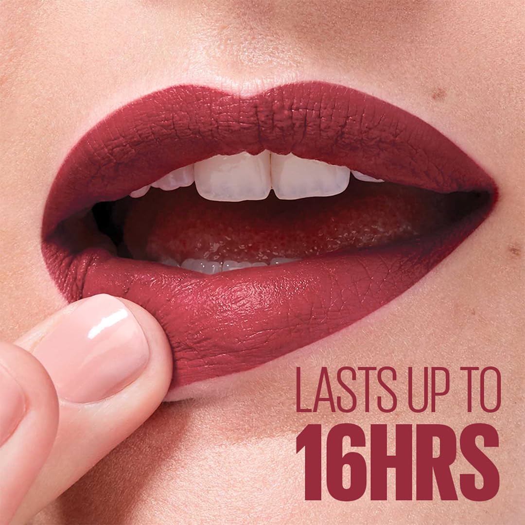 Maybelline New York SuperStay Matte Ink Liquid Lipstick - Iconic Ruler, Highly pigmented, Transfer Proof & Fade Proof. Maybelline New York SuperStay Matte Ink Liquid Lipstick Lasts Up To 16 Hour|5 ml
