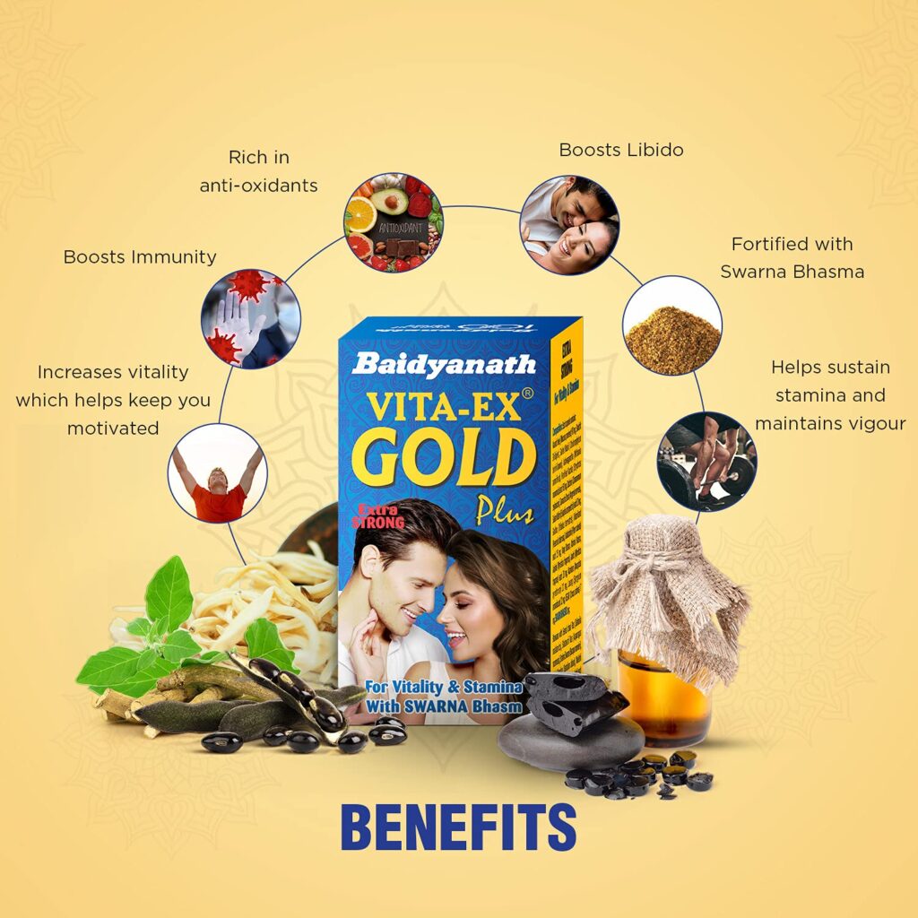 Baidyanath Vita ex Gold Plus – 10 Capsules For Strength, Power & Stamina, Vitality