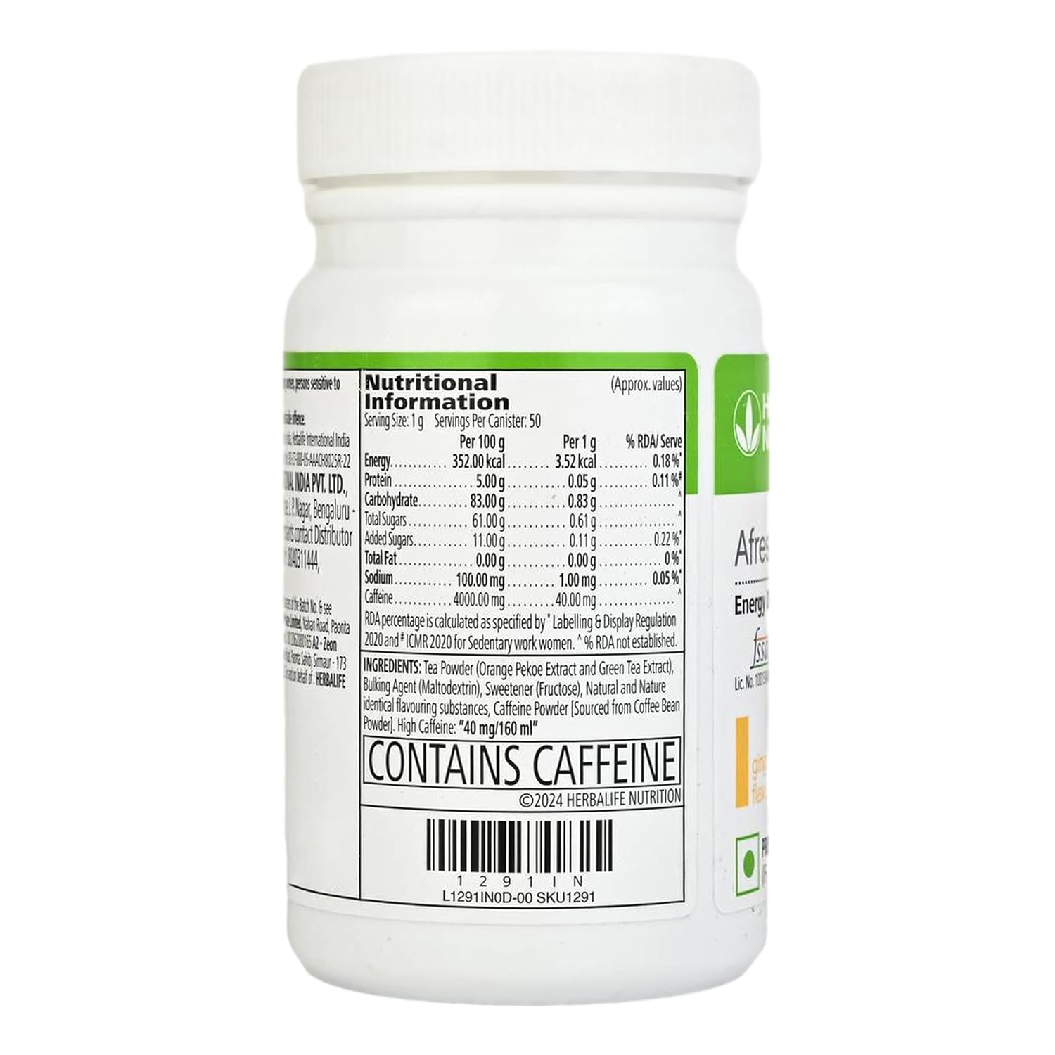 Herbalife Afresh Energy Drink Mix - 50 gm - Ginger