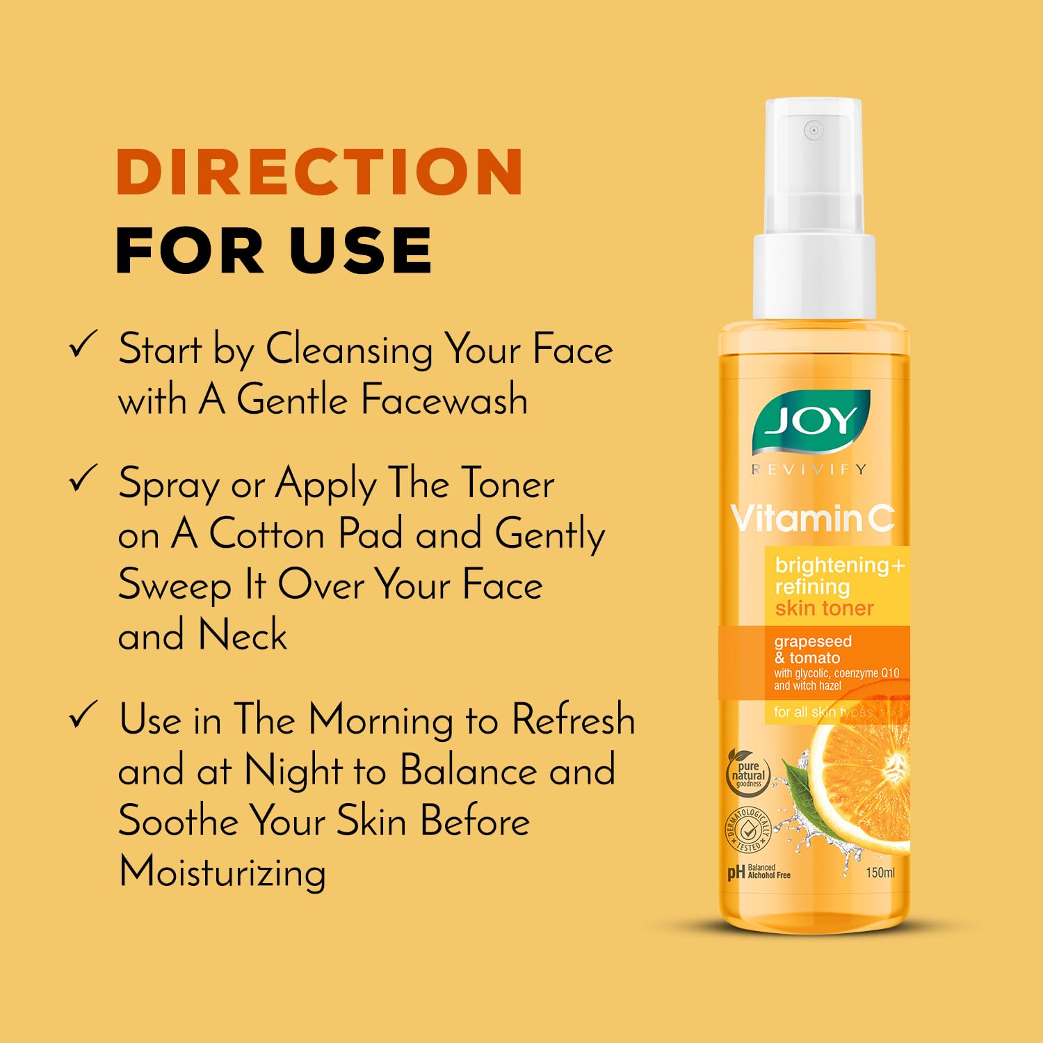 Joy Vitamin C Facial Kit for Women and Men with Face Toner (150ml) & Serum (30ml)