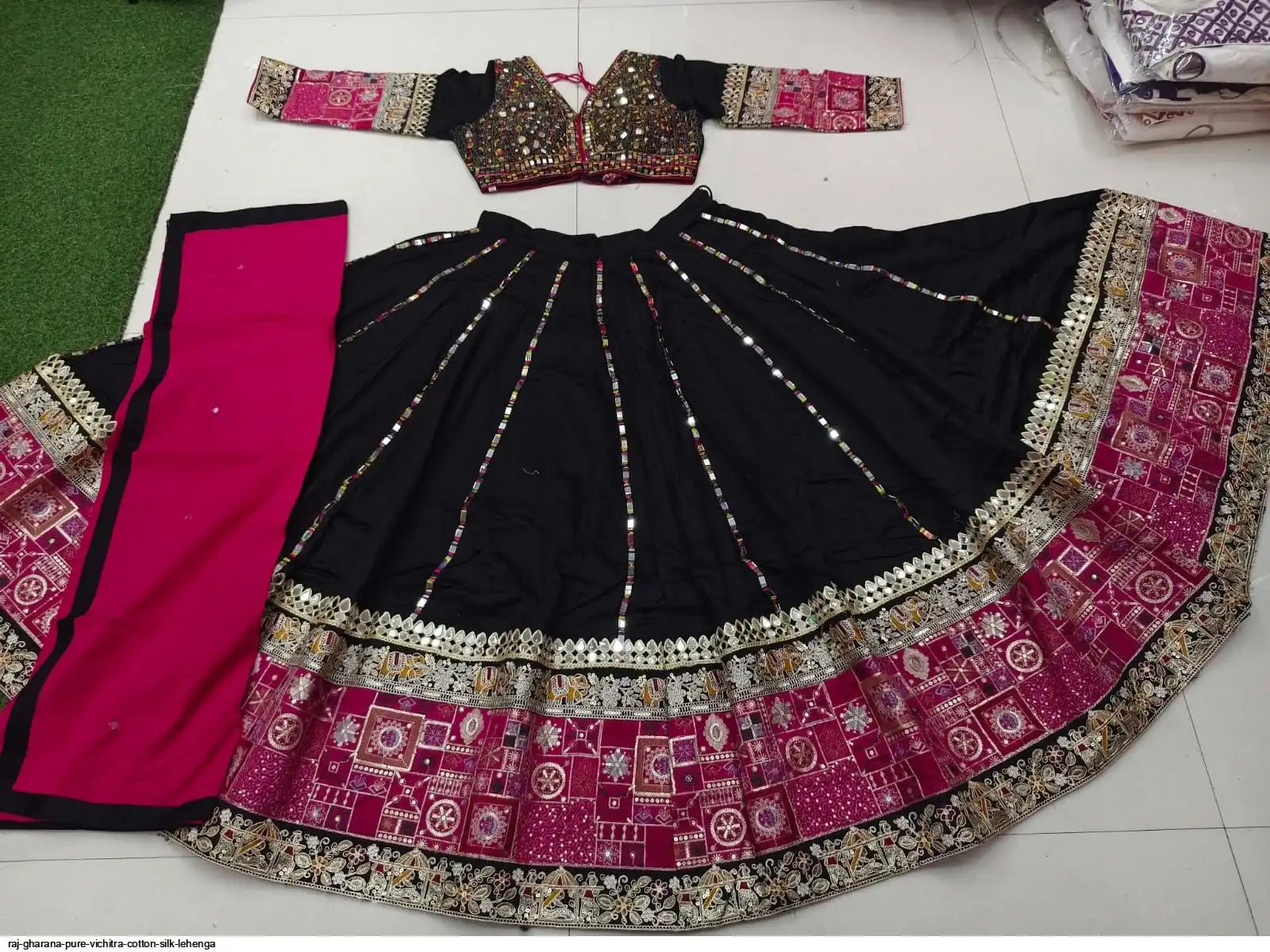 RAJ GHARANA PURE VICHITRA COTTON SILK LEHENGA SIZE L