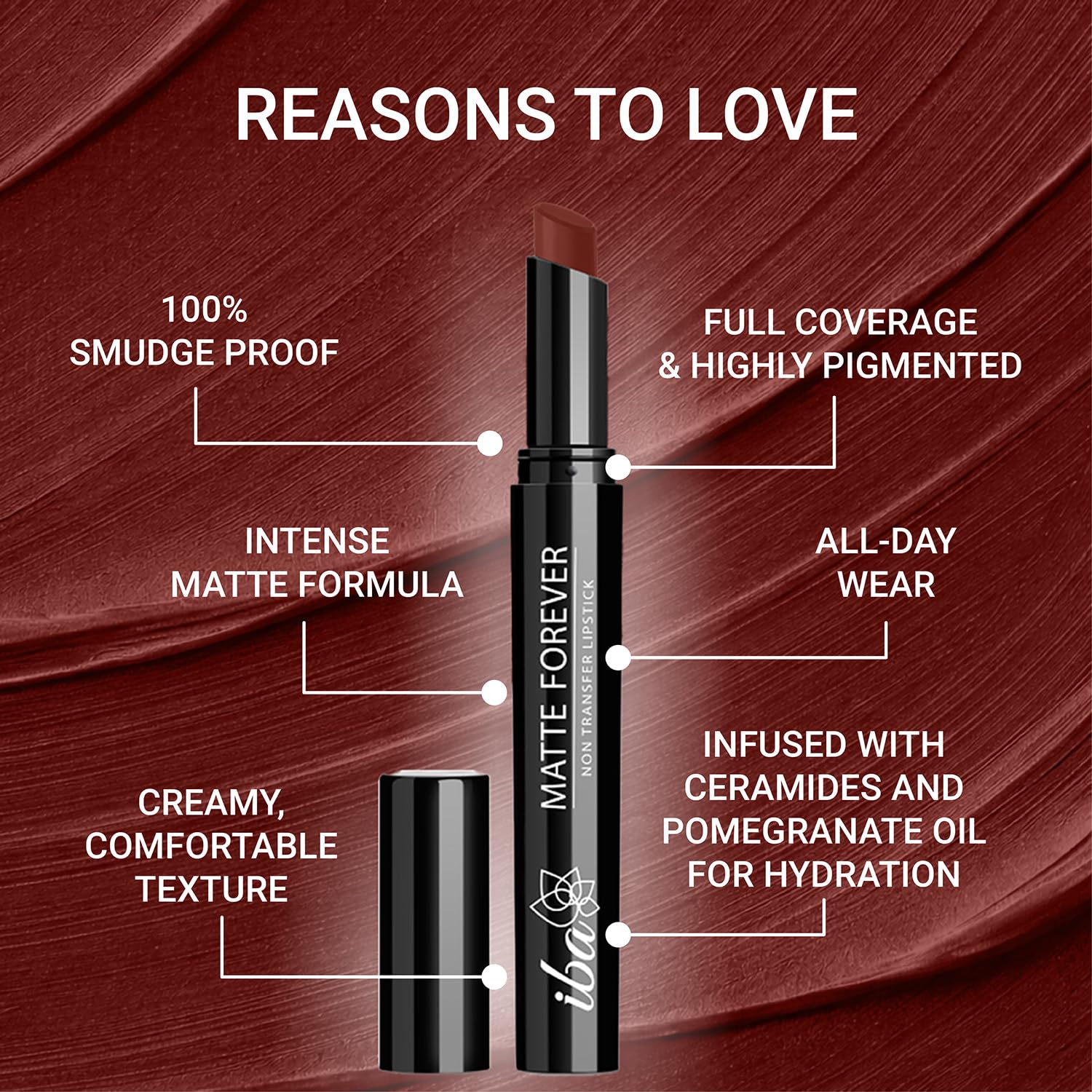 Iba Matte Forever Non-Transfer Lipstick for Women - 13 Pick Me Up 2g