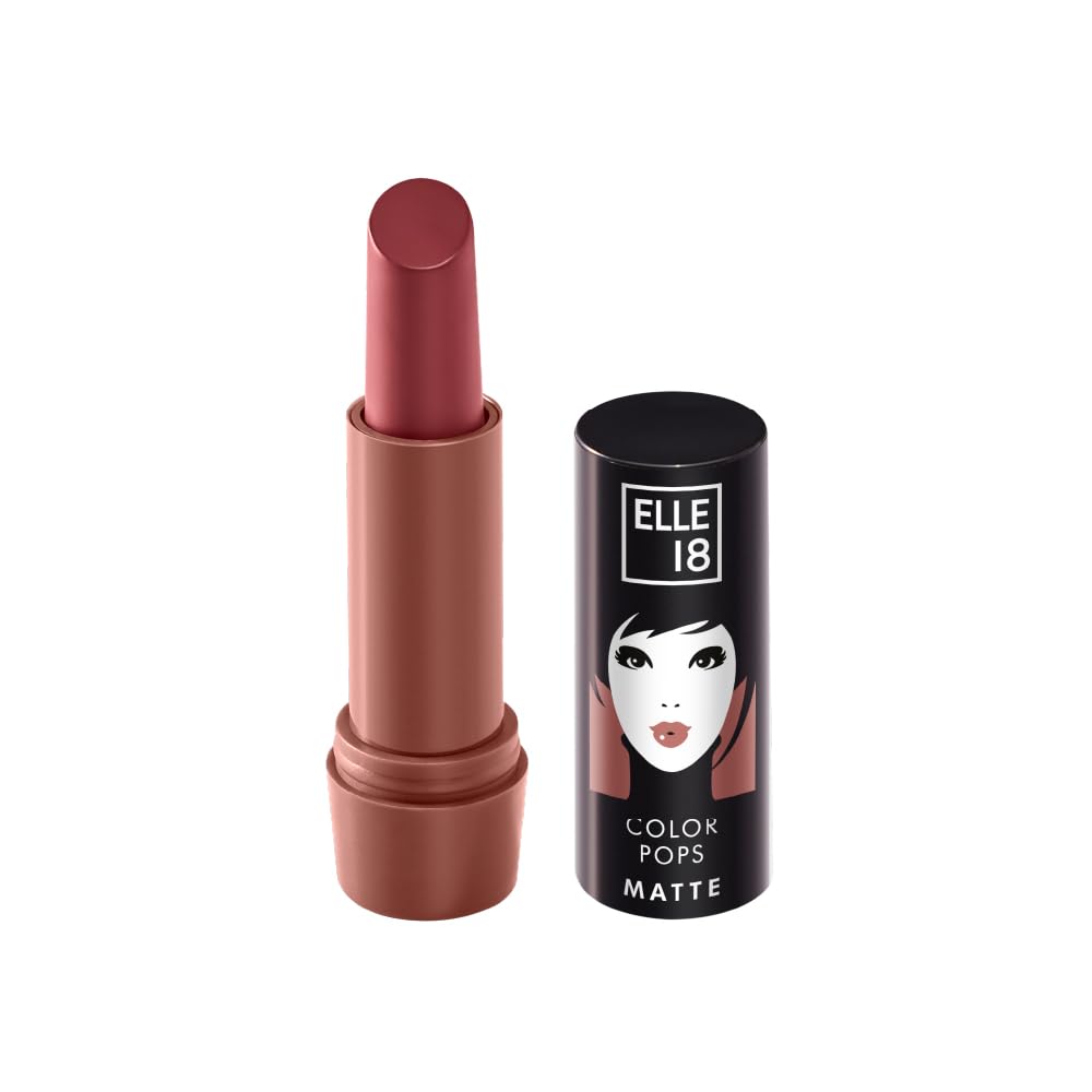 Elle 18 Color Pops Matte, Nude Nectar, Matte Finish, Moisturising Bullet Lipstick, Infused with Shea Butter and Jojoba Oil| 4.3g