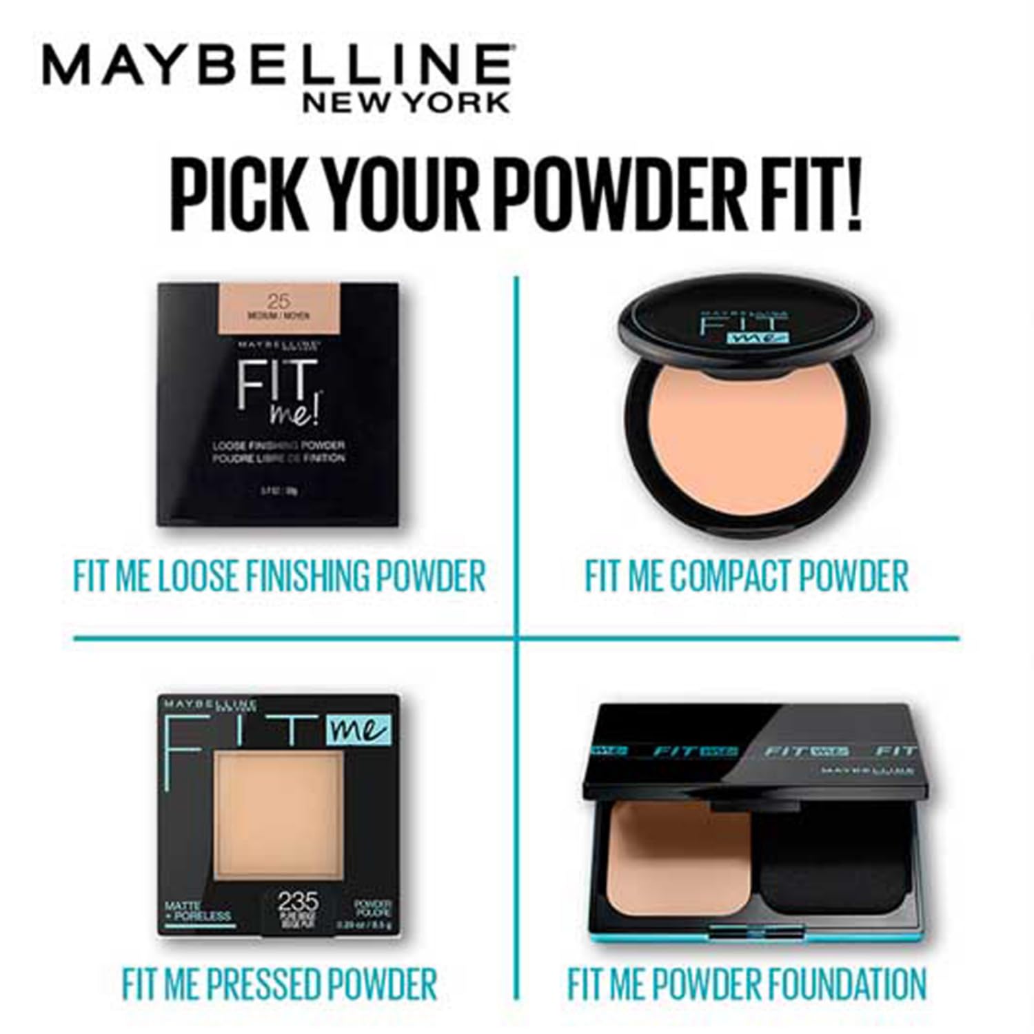 Maybelline New York Fit Me Matte Poreless Pressed Face Powder. Natural, poreless finish with long-lasting shine control, Pressed Powder that absorbs oil to mattify skin - Classic Ivory | 8.5gm