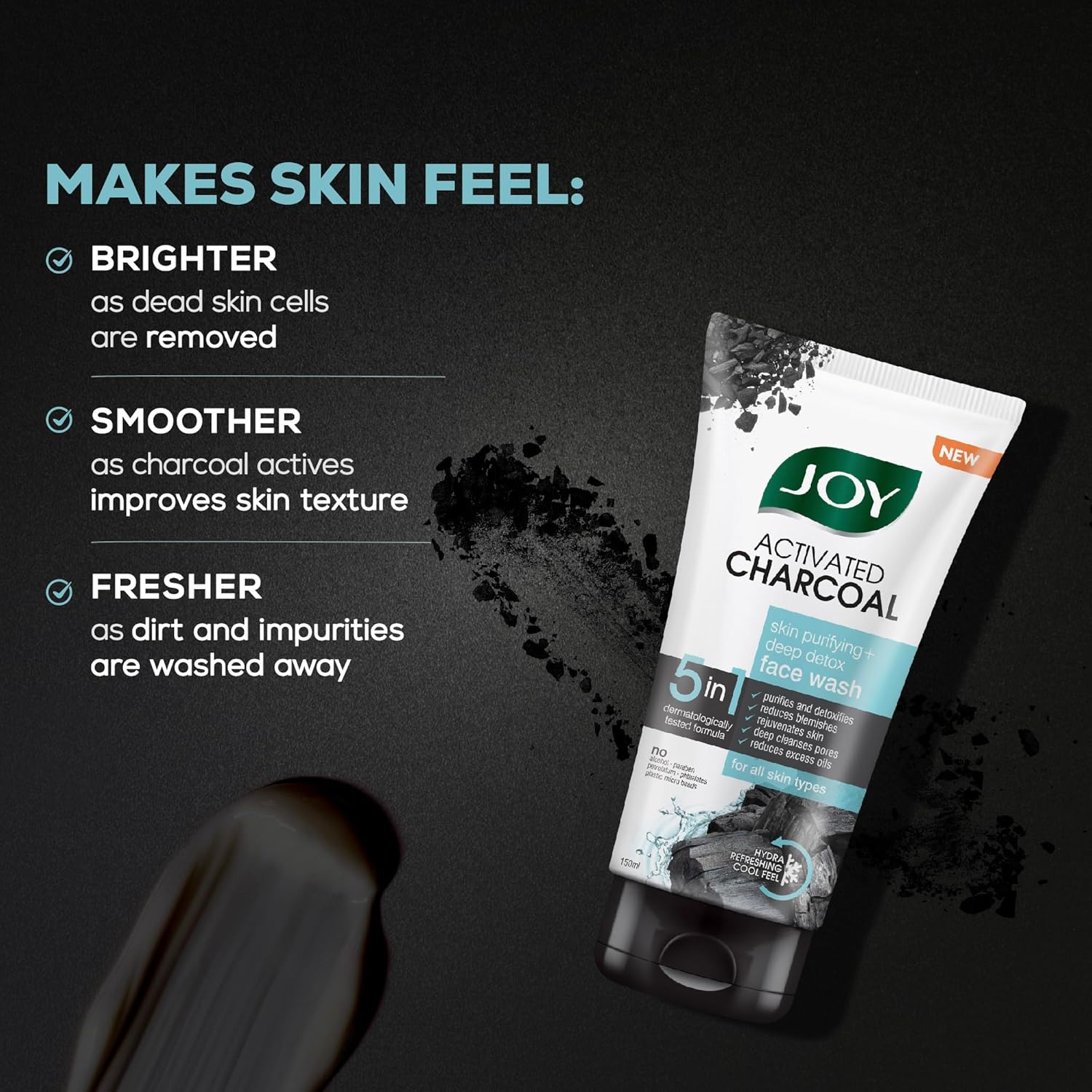 Joy Activated Charcoal Face Wash for Oily Skin 150ml x 2