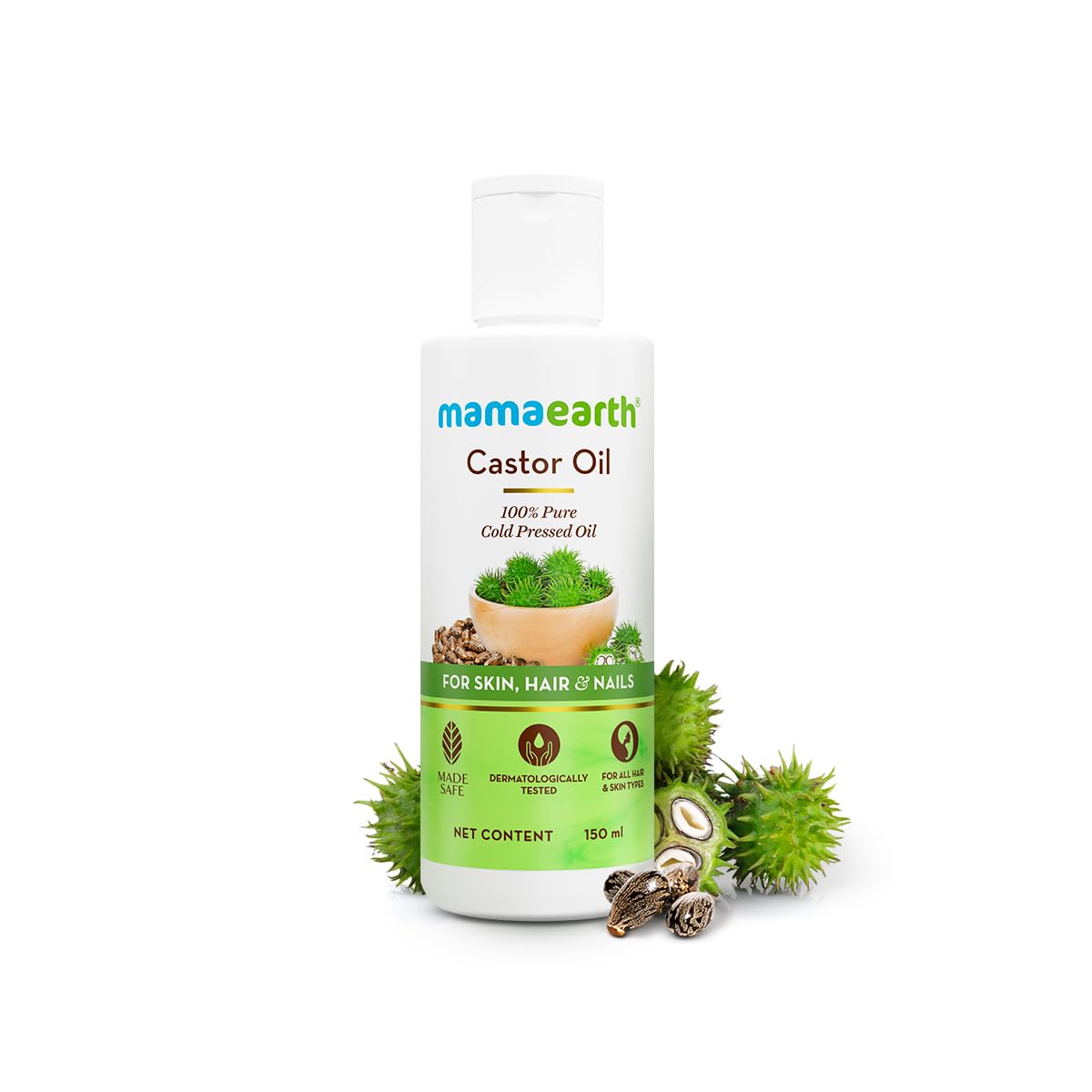 Mamaearth Castor Oil with 100% Pure Cold Pressed Castor Oil For Skin, Hair & Nails - 150 ml