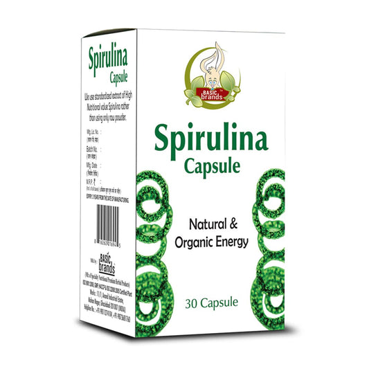 Basic Ayurveda Spirulina Capsule 30 Capsules For energy and metabolism booster, weight management