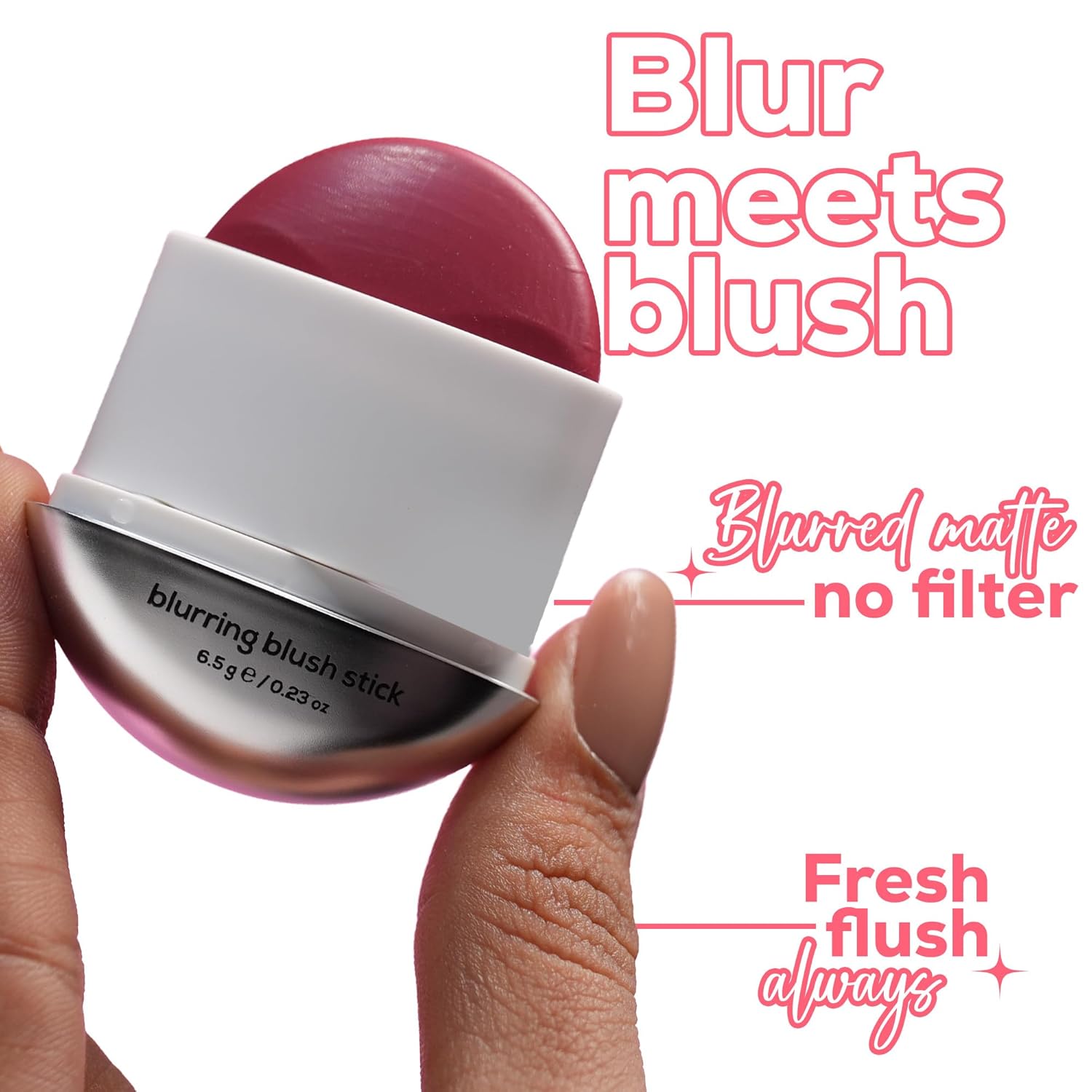 RENEE Blushie Blurring Blush Stick | Buildable Formula With Soft-Focus Matte Finish | Lightweight, Long-Lasting, Easily Blendable | With Hyaluronic Acid, Peptides & Vitamin E- Bubble Gum | 6.5g