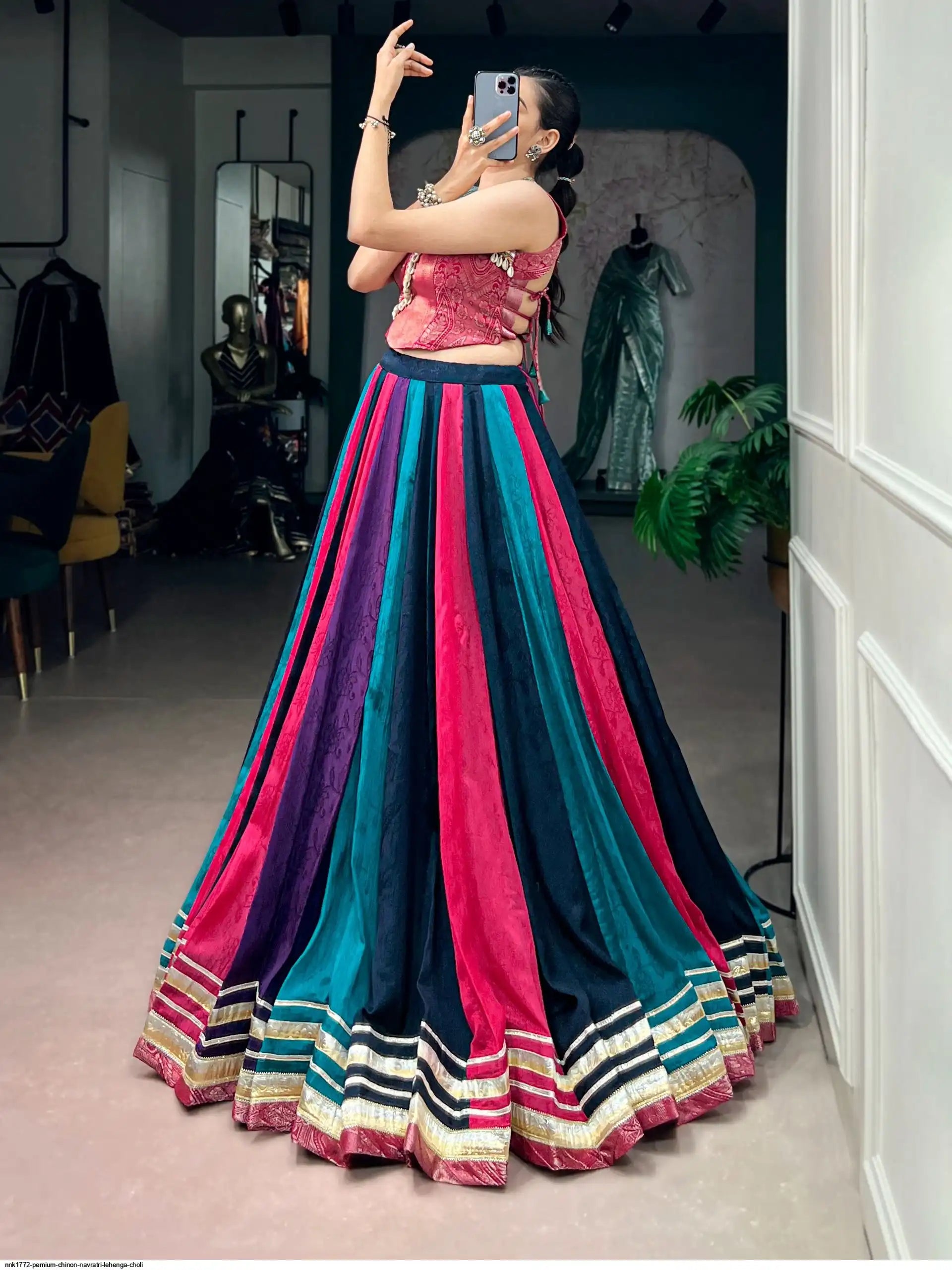 NNK1772 PEMIUM CHINON NAVRATRI LEHENGA CHOLI