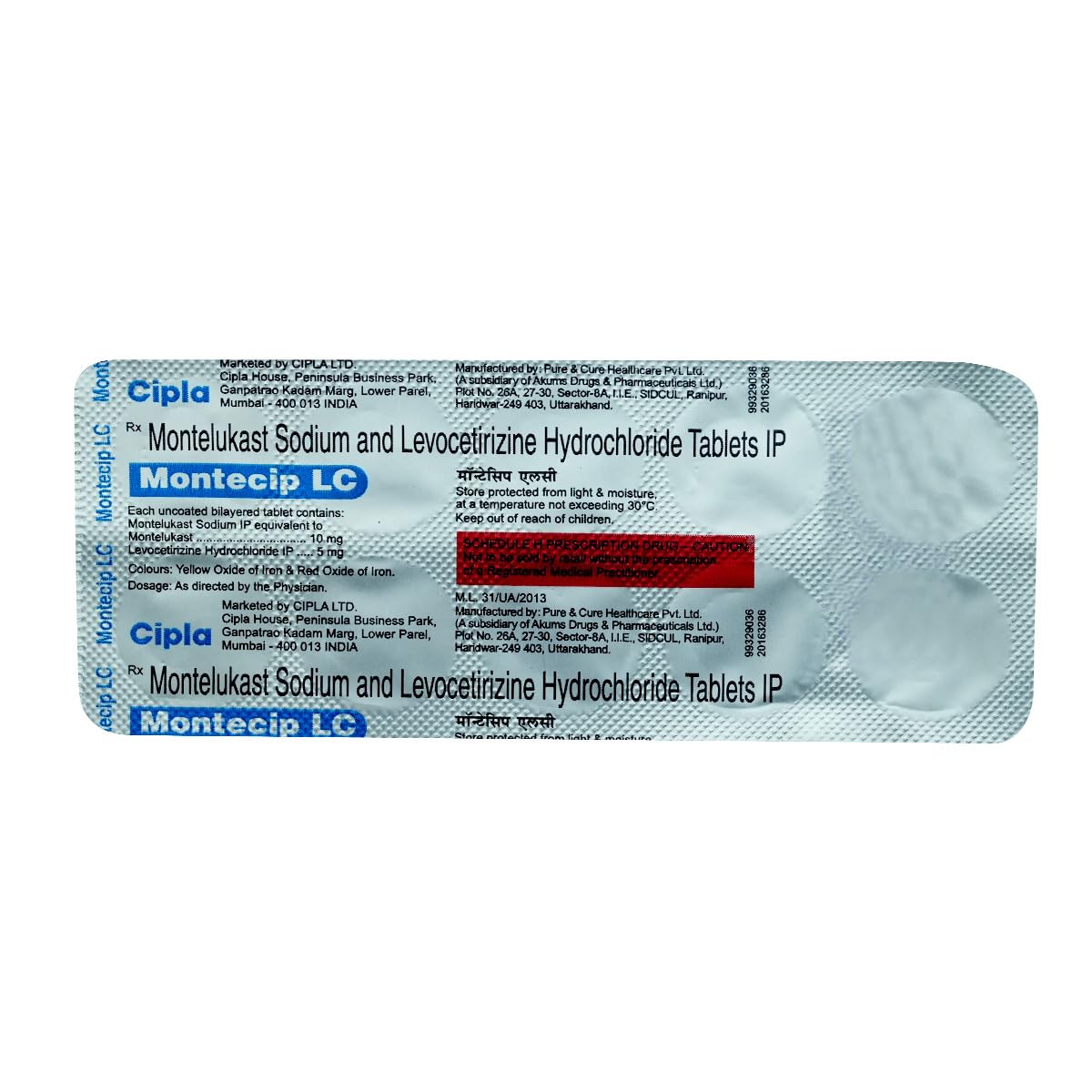 Montecip LC Tablet – 10 Tablets for Allergic skin conditions