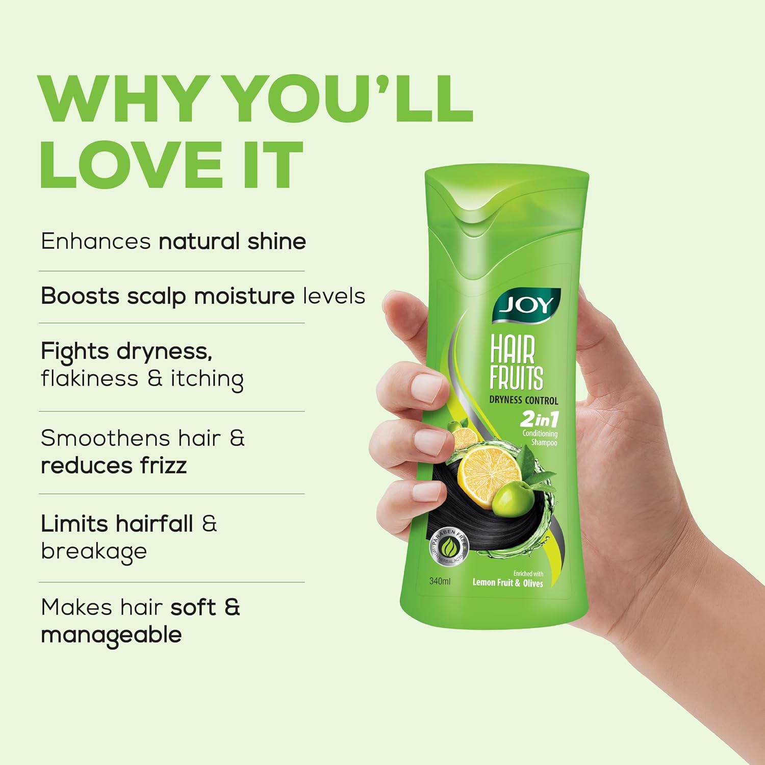 Joy Lemon & Olives Hair Dryness Control Conditioning Shampoo (340ml x 2)