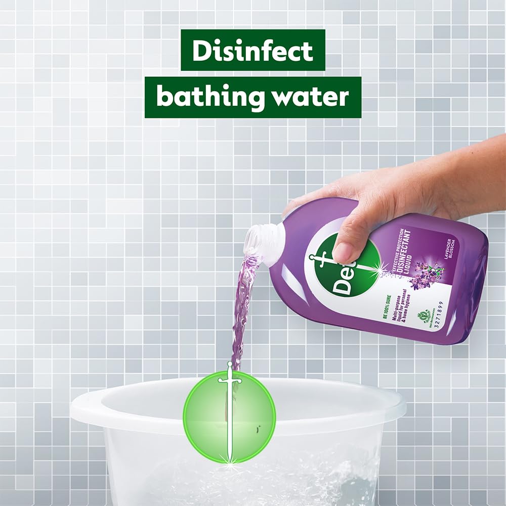 Dettol Multi-Purpose Disinfectant Liquid for Floor & Surface Cleaning, Lavender Blossom Fragrance, 1 L